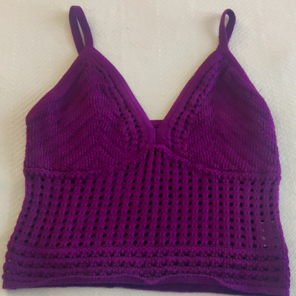 Crochet mesh fitted halter top